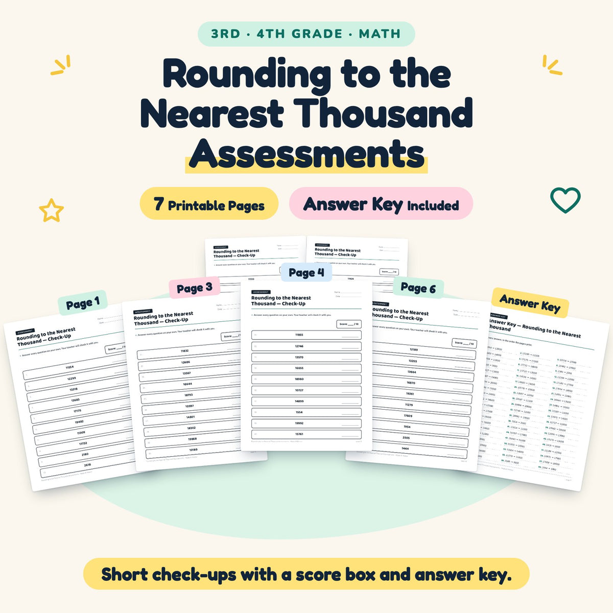7 Rounding to the Nearest Thousand Assessments — cover