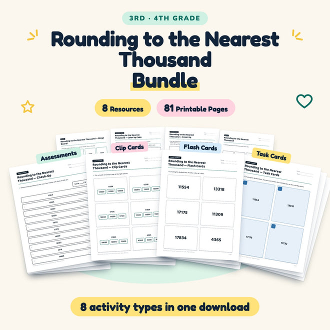 Rounding to the Nearest Thousand Bundle | 3rd–4th Grade Math — cover