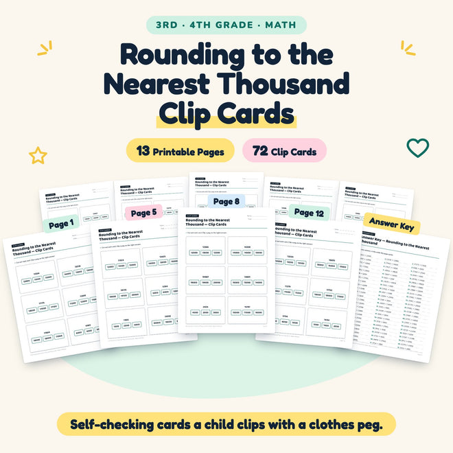 72 Rounding to the Nearest Thousand Clip Cards — cover