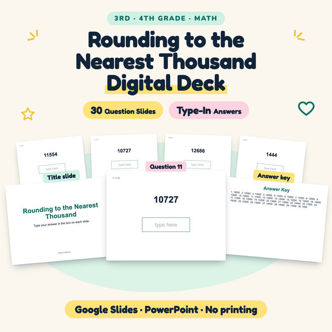 30 Question Rounding to the Nearest Thousand Digital Deck — cover