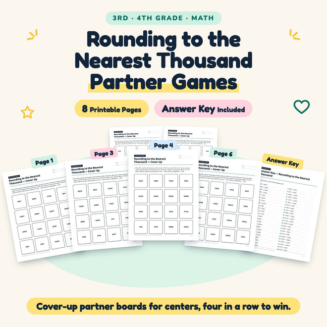 8 Rounding to the Nearest Thousand Partner Games — cover