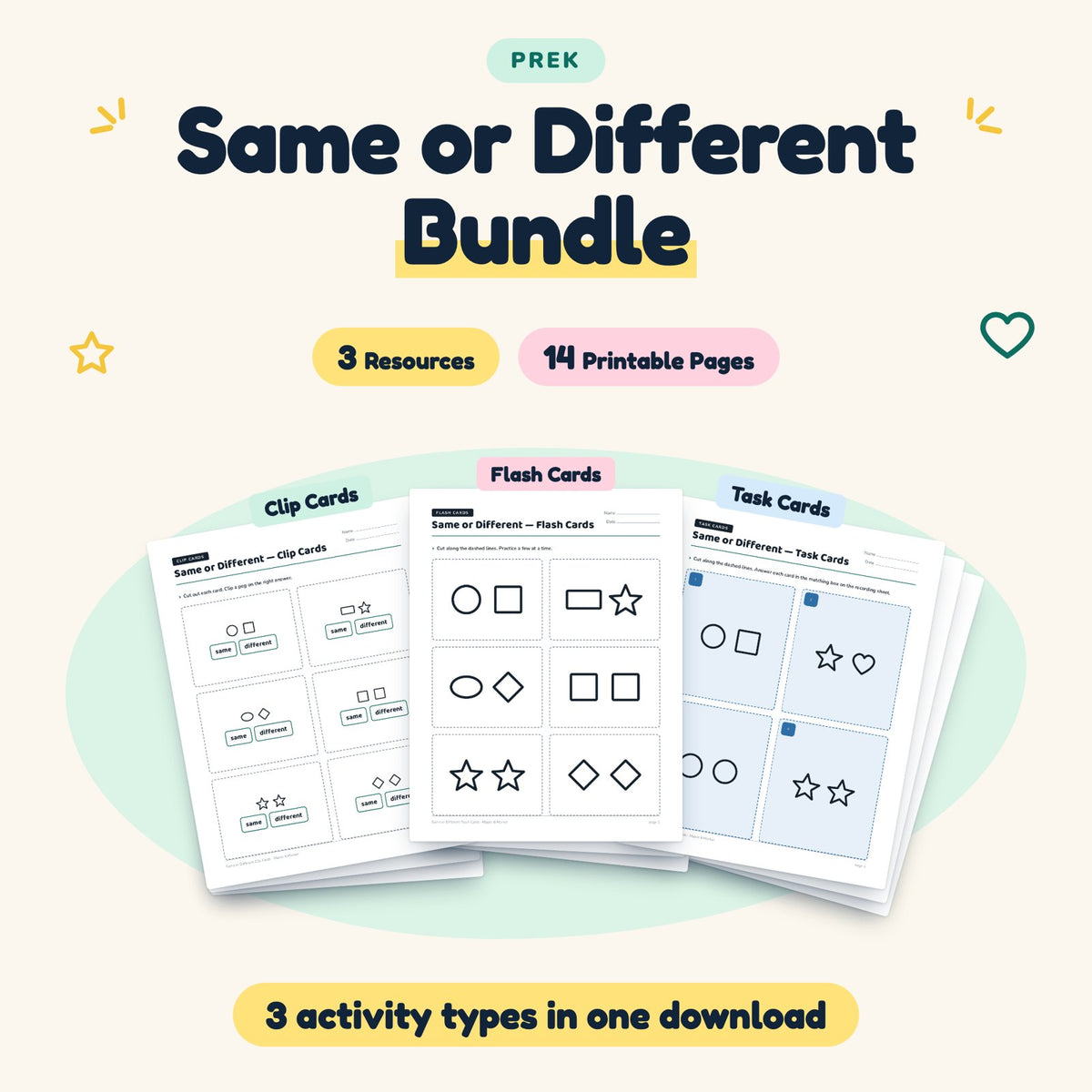 14 Same or Different BUNDLE - 3 Resources, No Prep — cover