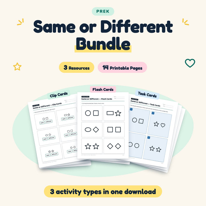 14 Same or Different BUNDLE - 3 Resources, No Prep — cover