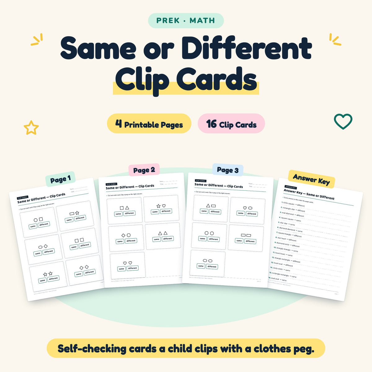16 Same or Different Clip Cards — cover