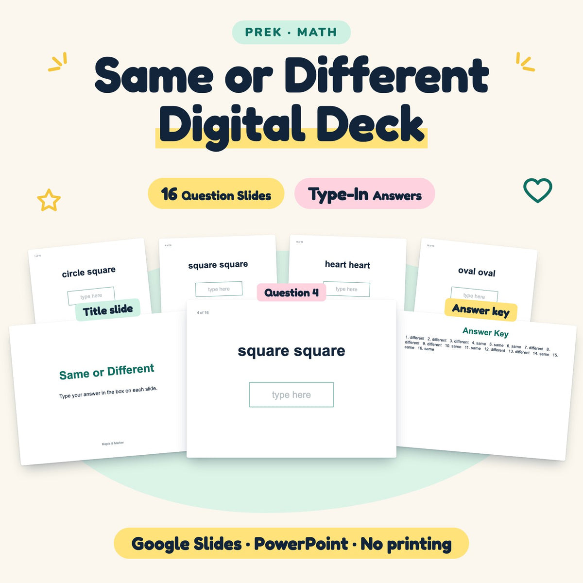 16 Question Same or Different Digital Deck — cover