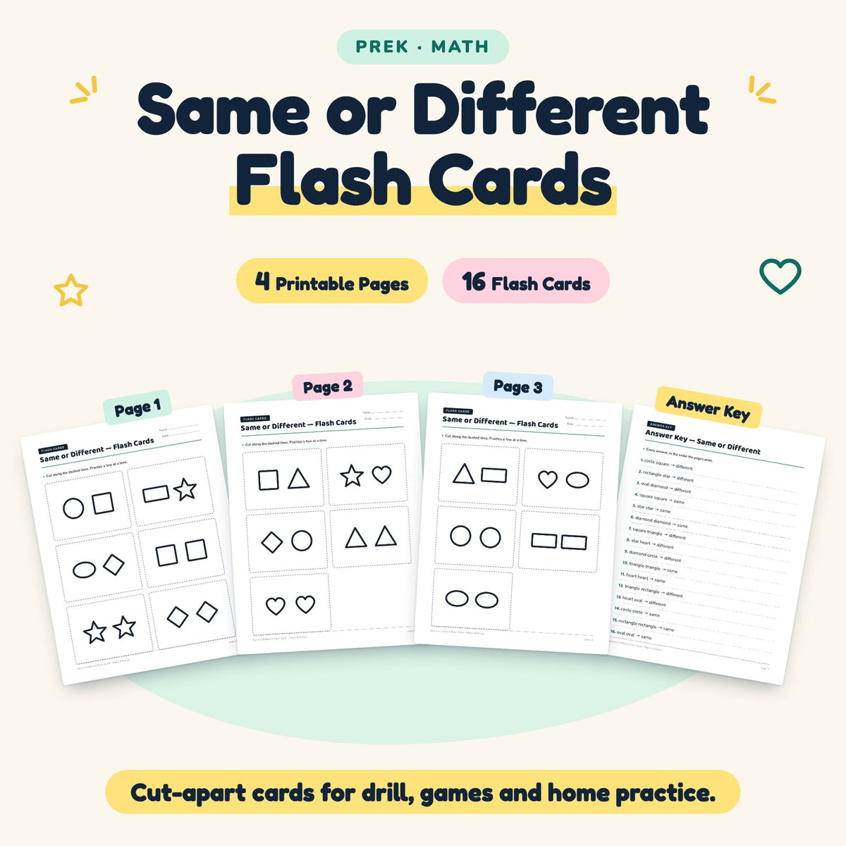 16 Same or Different Flash Cards — cover
