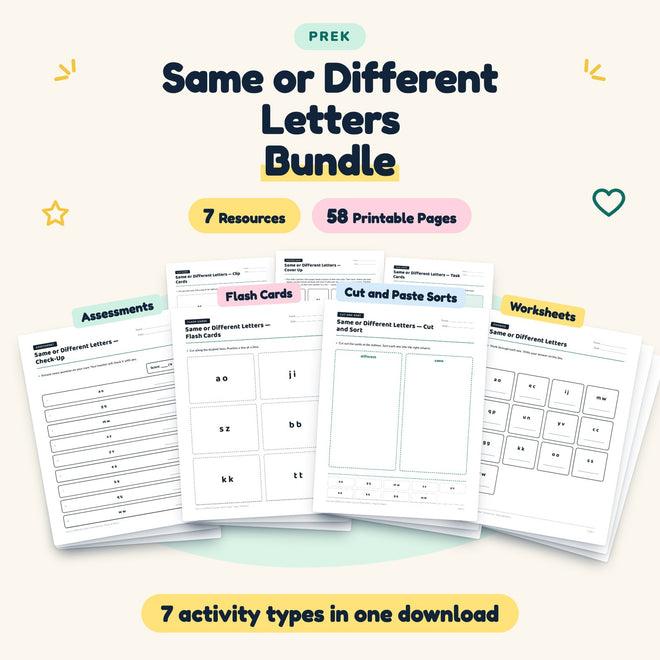 58 Page Same or Different Letters Bundle — cover