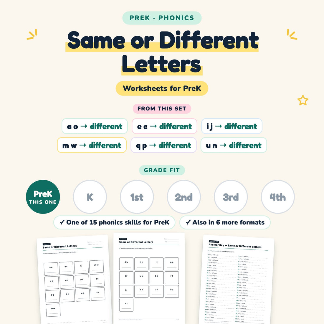 Same or Different Letters: skill and grade fit