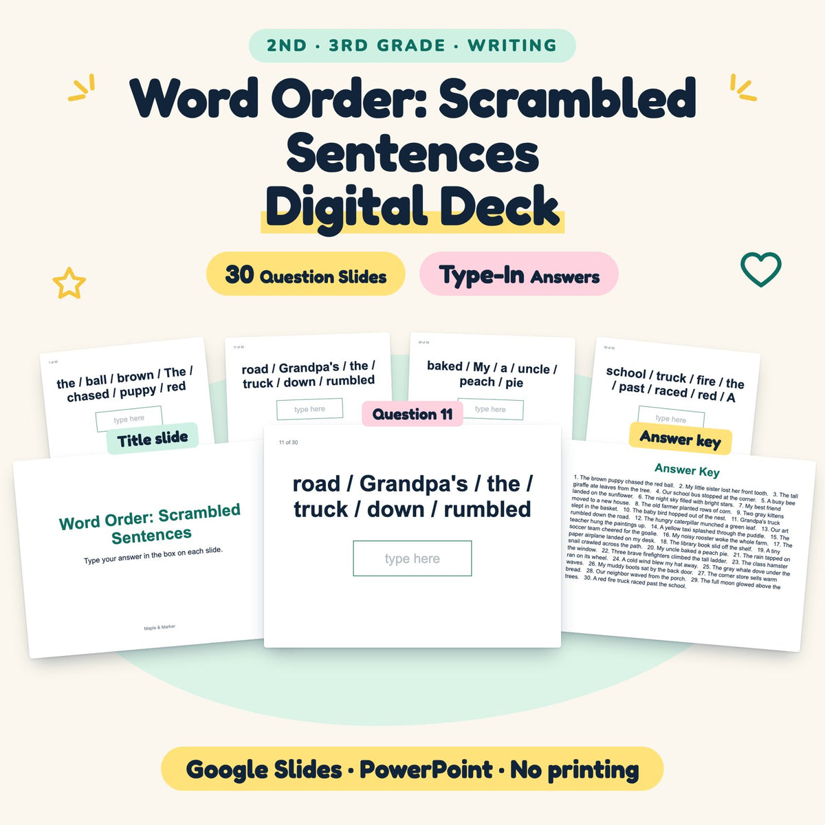30 Question Word Order: Scrambled Sentences Digital Deck — cover
