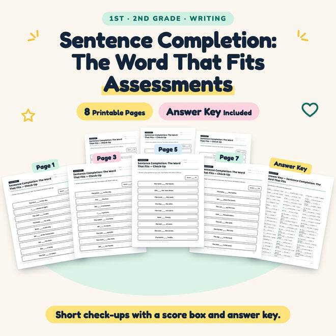 Sentence Completion Assessments | 1st–2nd Grade (4 Pages) — cover