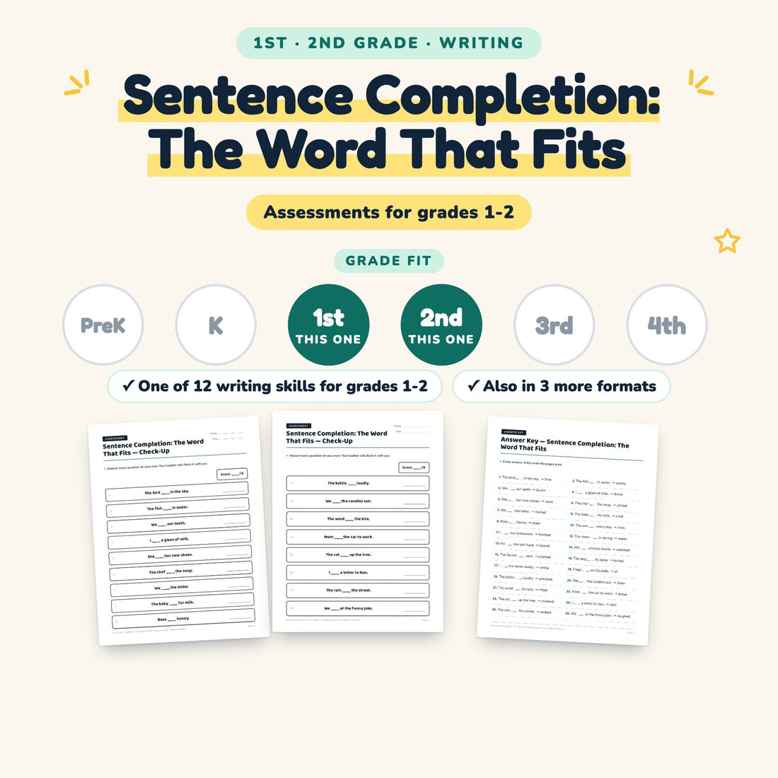 Sentence Completion: The Word That Fits: skill and grade fit