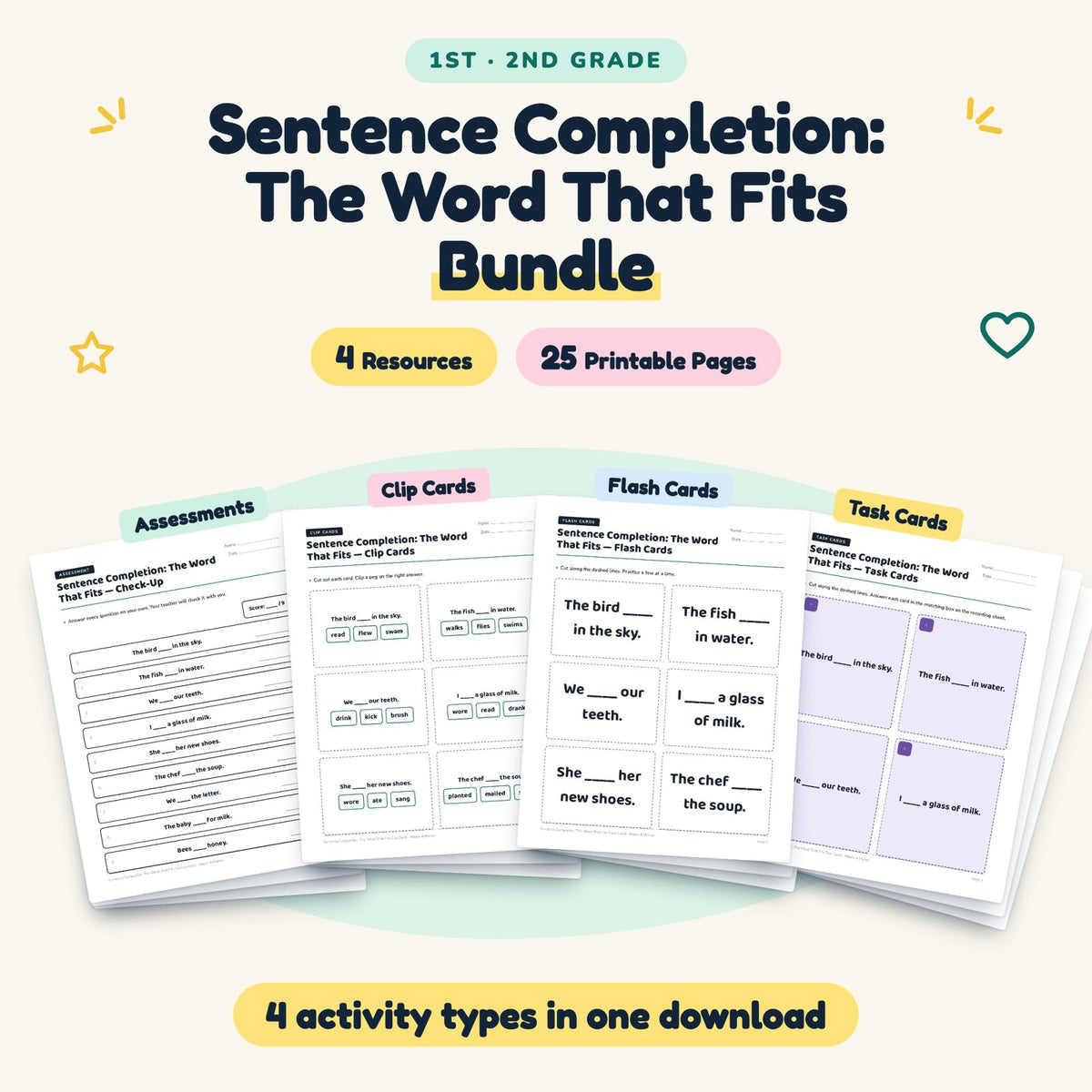 25 Page Sentence Completion: The Word That Fits Bundle — cover