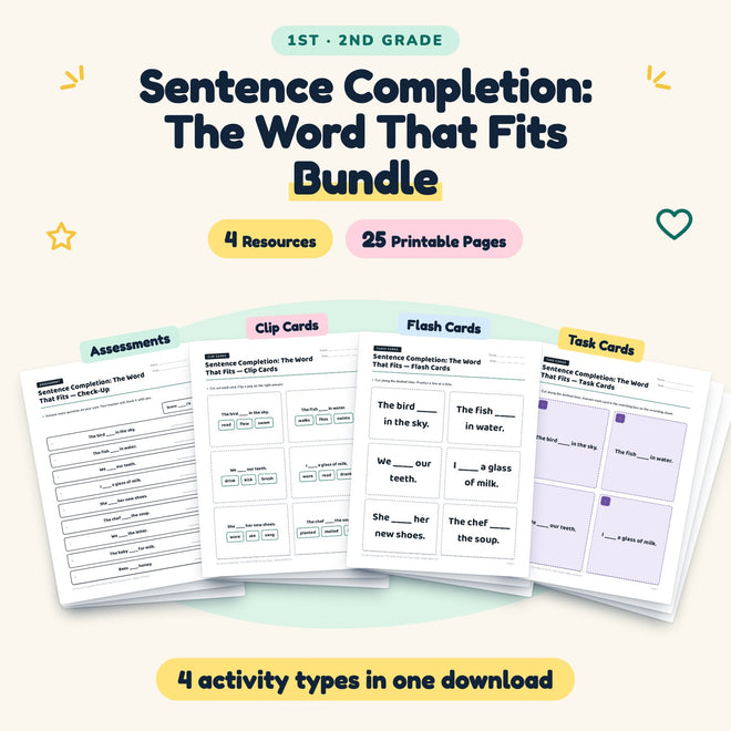 25 Page Sentence Completion: The Word That Fits Bundle — cover
