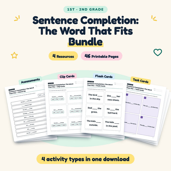 Sentence Completion Bundle | 1st–2nd Grade (4 Resources) — cover