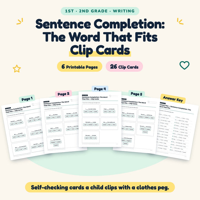 26 Sentence Completion: The Word That Fits Clip Cards — cover