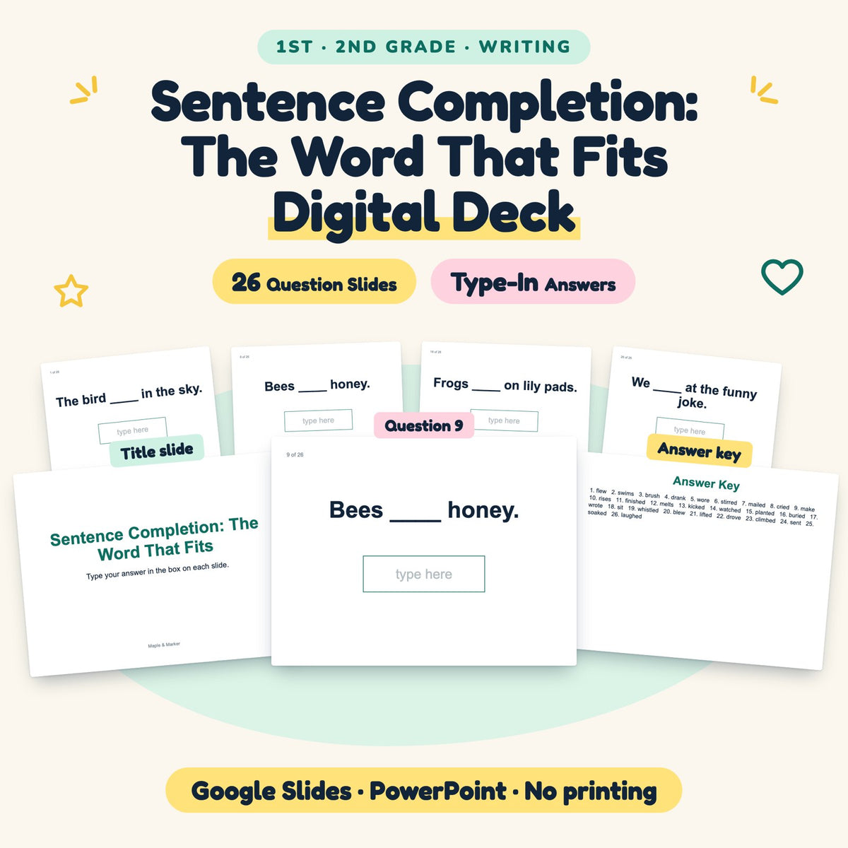 26 Question Sentence Completion: The Word That Fits Digital Deck — cover