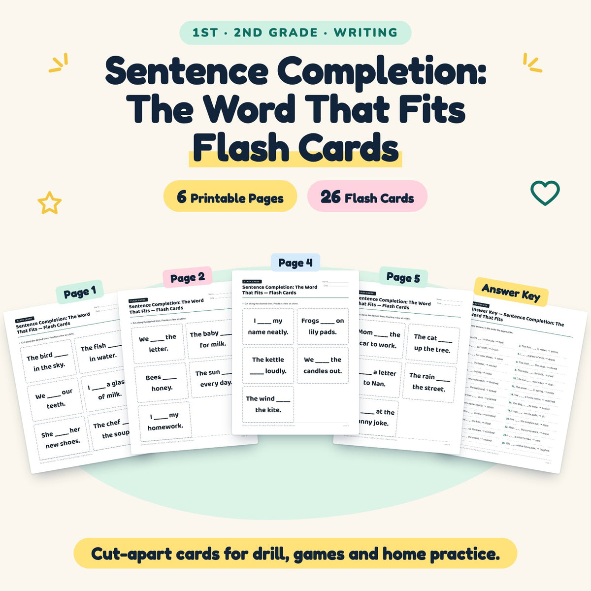 26 Sentence Completion: The Word That Fits Flash Cards — cover