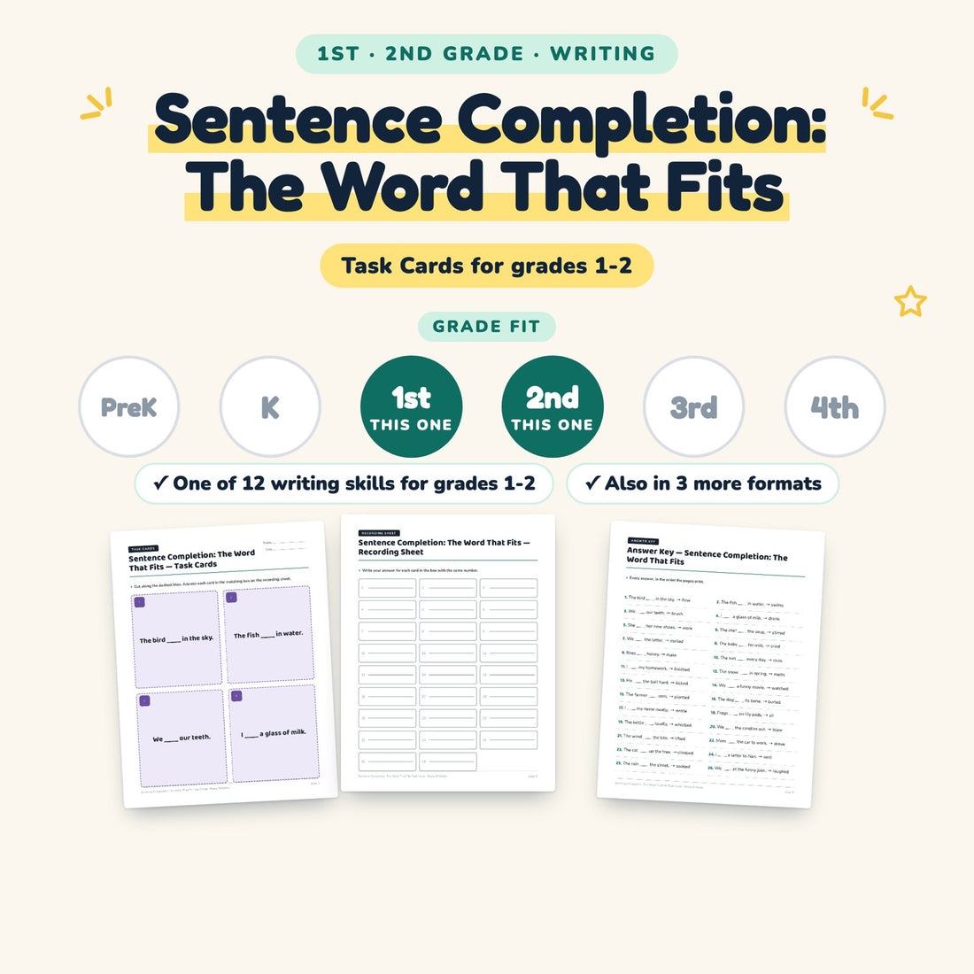 Sentence Completion: The Word That Fits: skill and grade fit