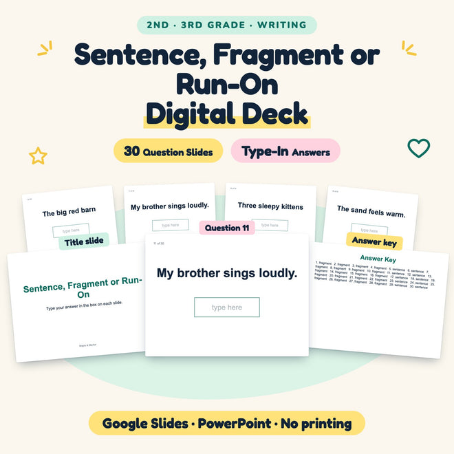 30 Question Sentence, Fragment or Run-On Digital Deck — cover