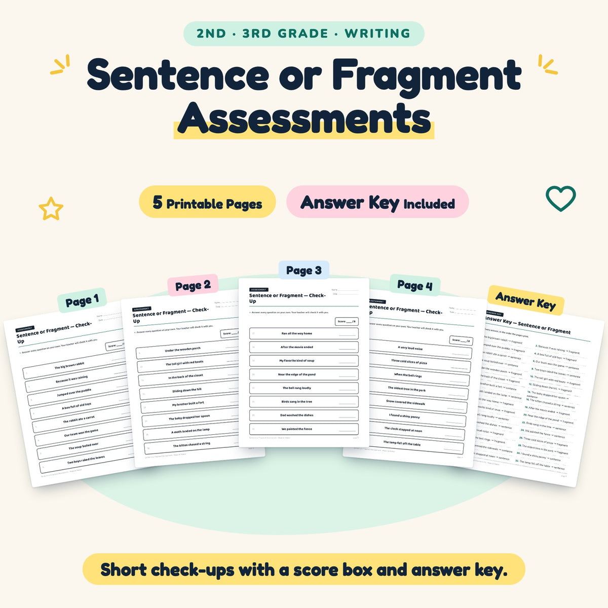 5 Sentence or Fragment Assessments — cover