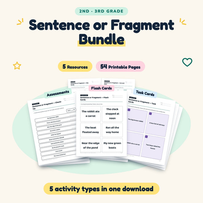 Sentence or Fragment Bundle | 2nd–3rd Grade (5 Resources) — cover