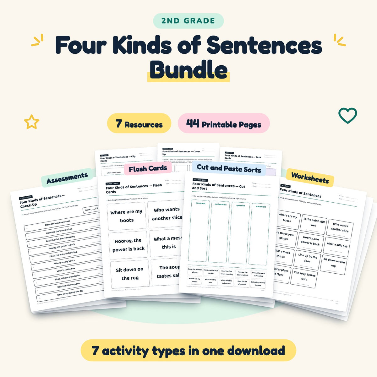 44 Page Four Kinds of Sentences Bundle — cover