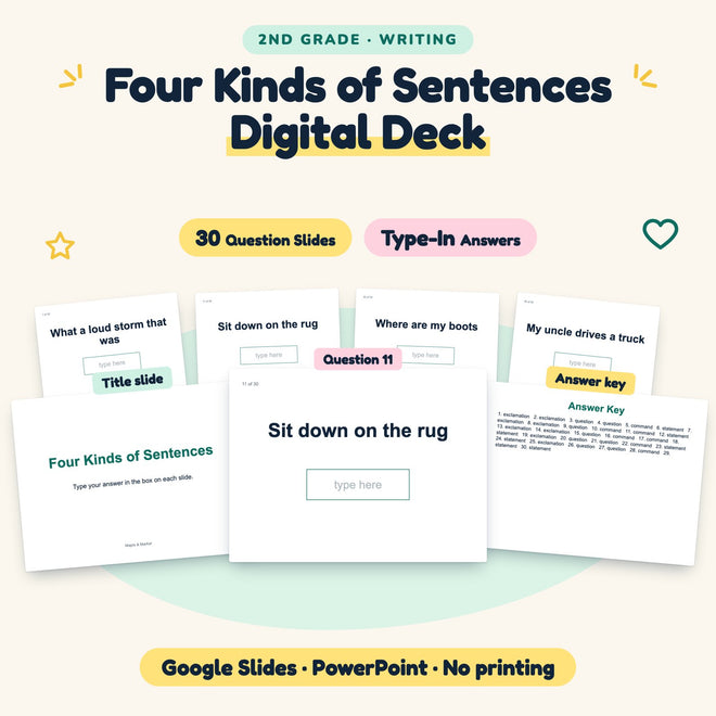 30 Question Four Kinds of Sentences Digital Deck — cover