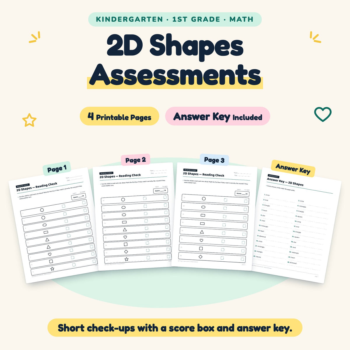 4 2D Shapes Assessments — cover