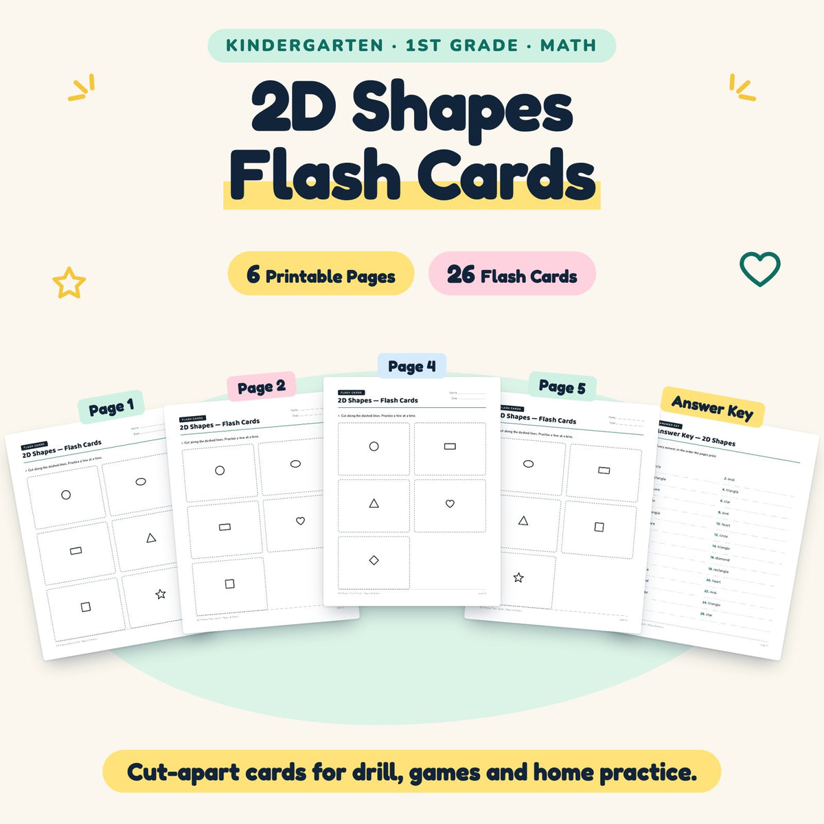 26 2D Shapes Flash Cards — cover