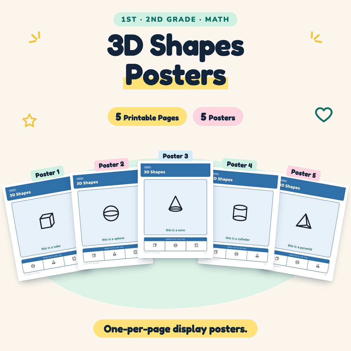 5 3D Shapes Posters — cover