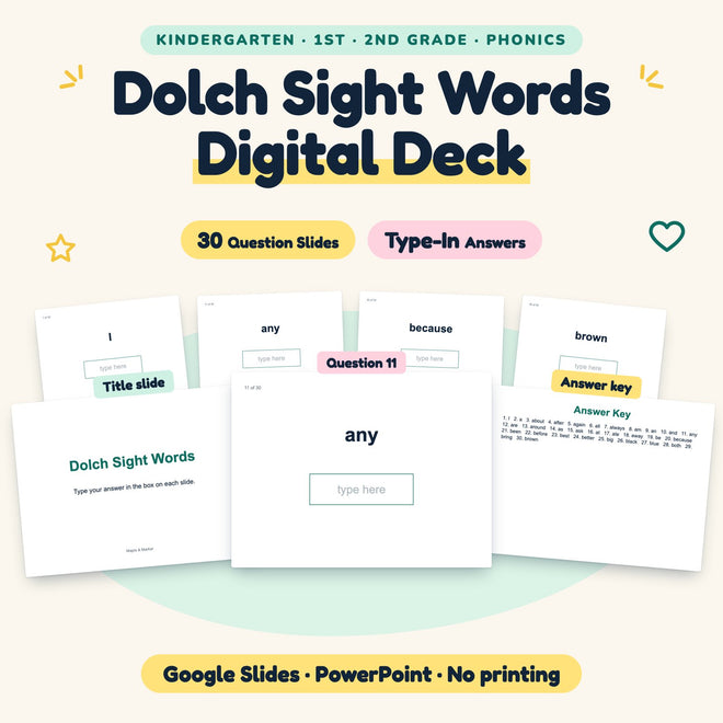 30 Question Dolch Sight Words Digital Deck — cover