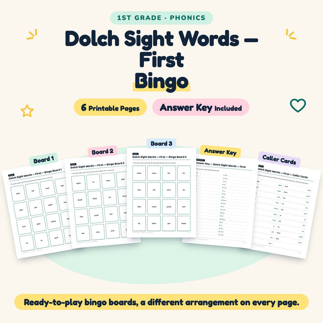 Dolch First Grade Sight Words Bingo | 1st Grade (6 Pages) — cover