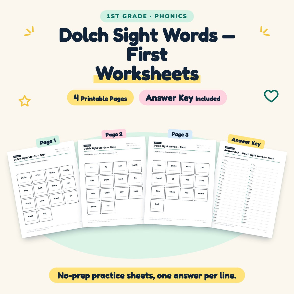 4 Dolch Sight Words — cover