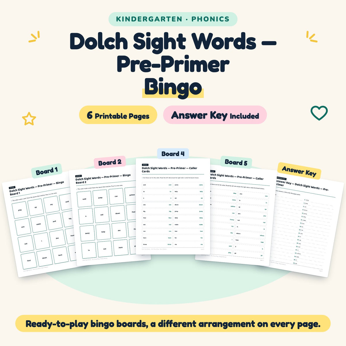 6 Dolch Sight Words — cover