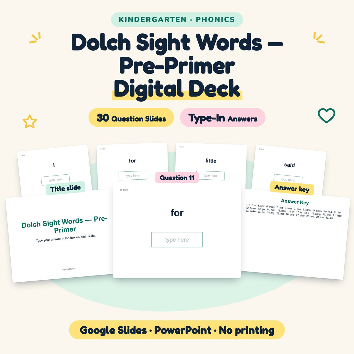 30 Question Dolch Sight Words — cover