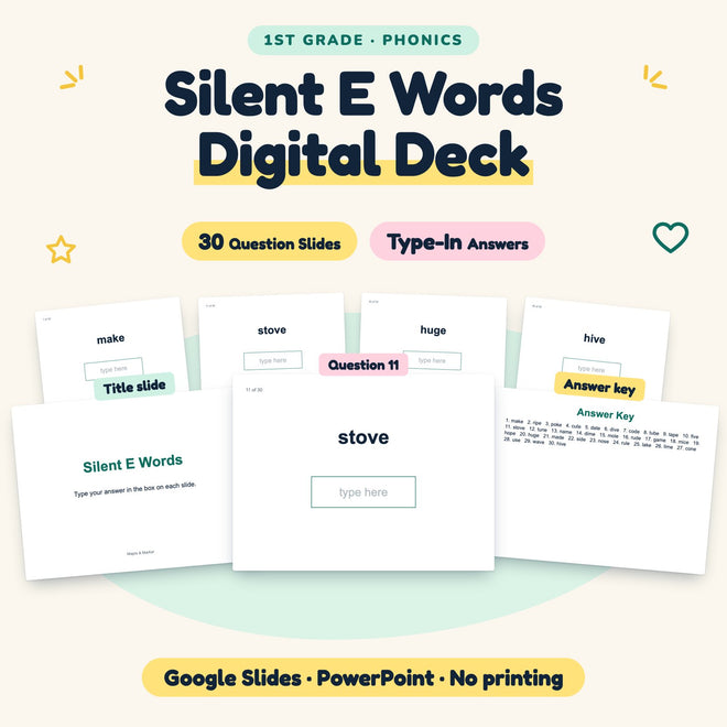 30 Question Silent E Words Digital Deck — cover