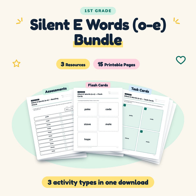 15 Page Silent E Words (o-e) Bundle — cover