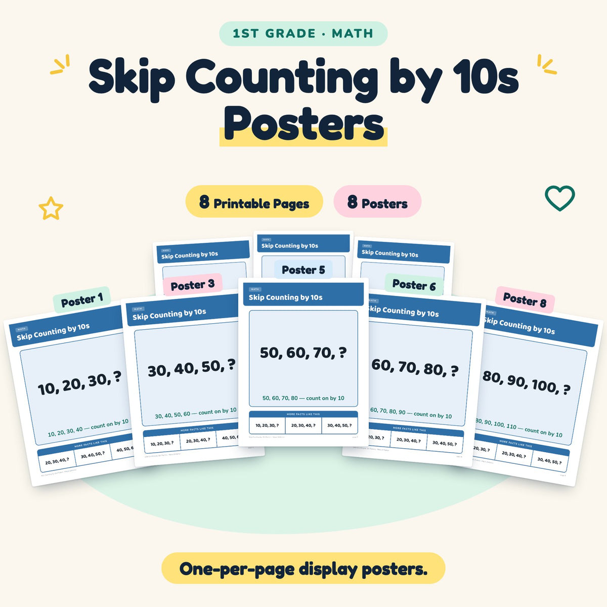 8 Skip Counting by 10s Posters — cover