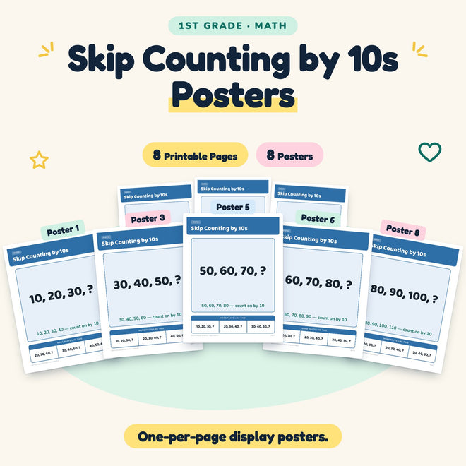 8 Skip Counting by 10s Posters — cover