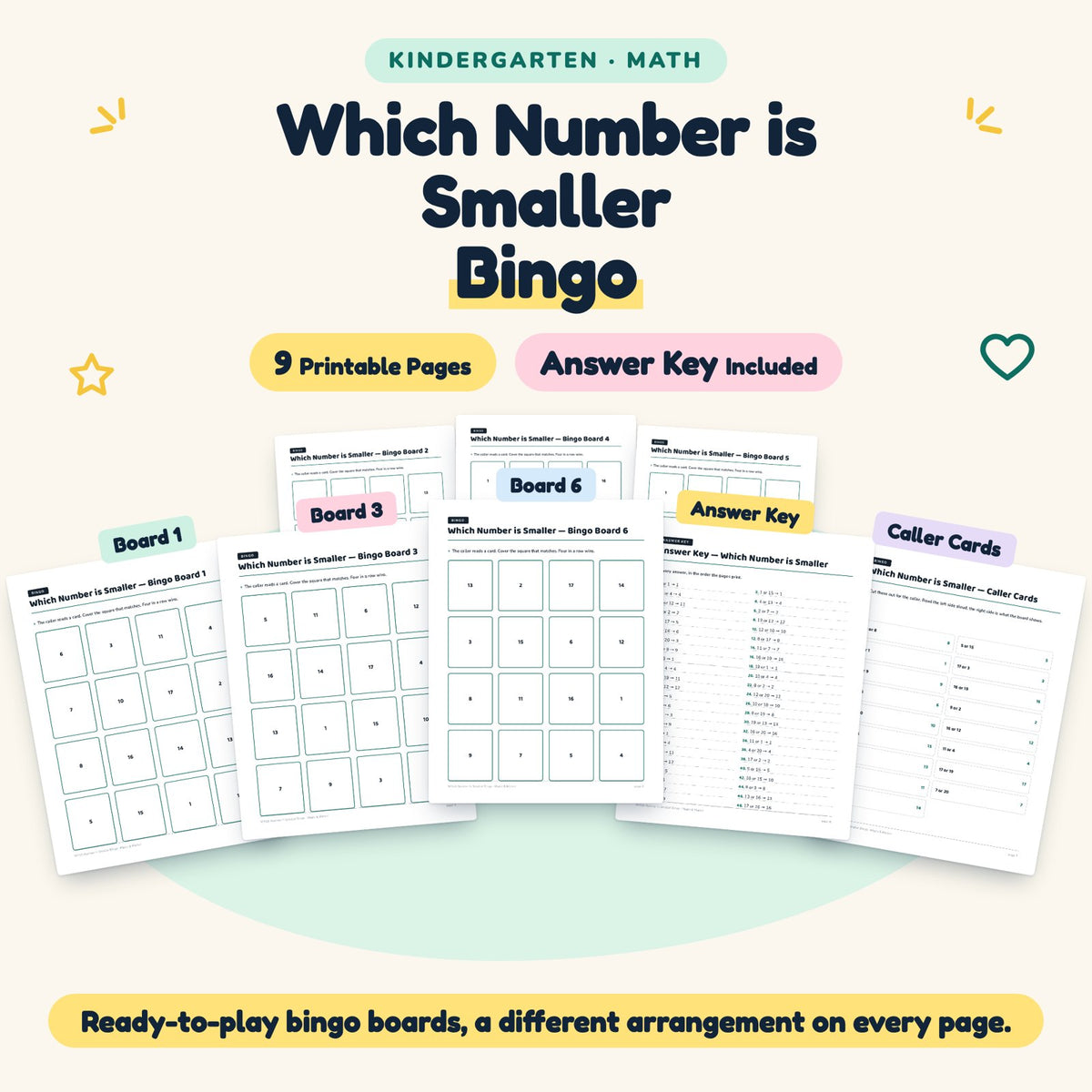 9 Which Number is Smaller Bingo — cover