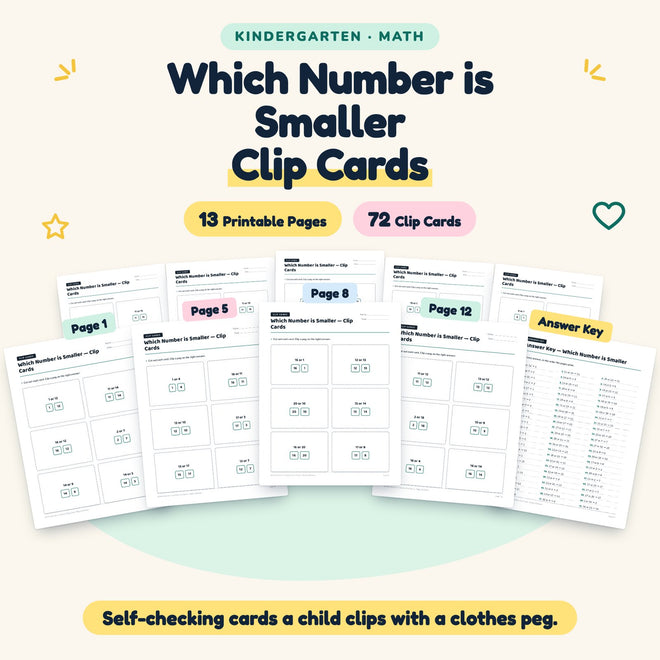 72 Which Number is Smaller Clip Cards — cover