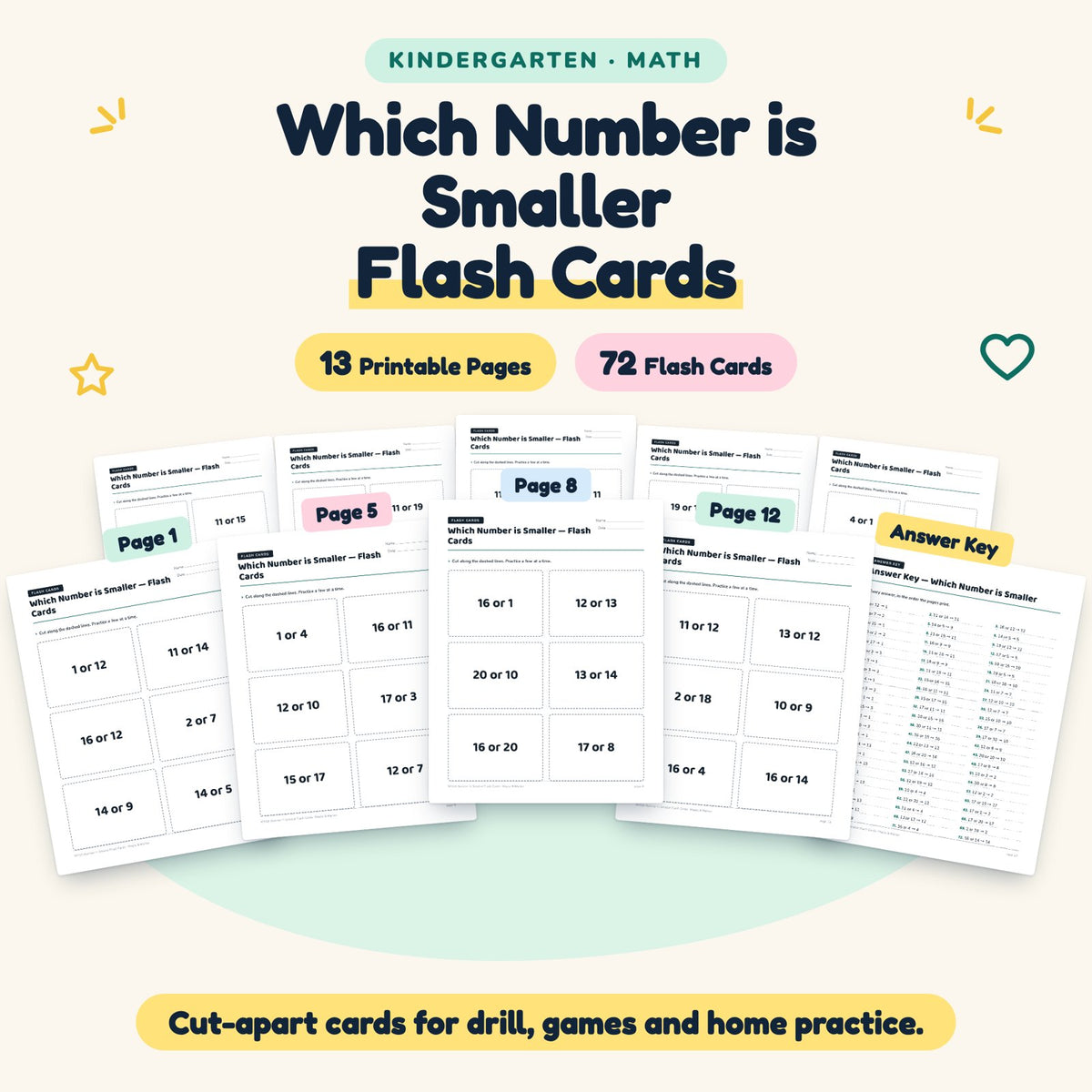 72 Which Number is Smaller Flash Cards — cover