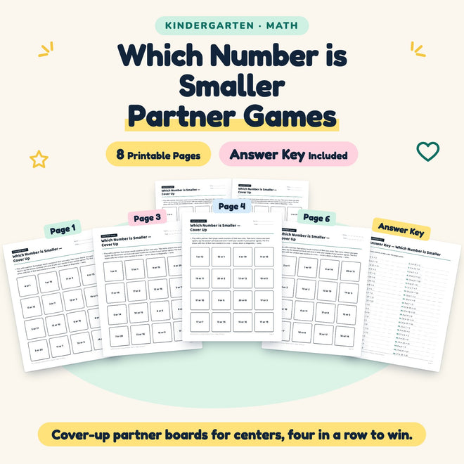 8 Which Number is Smaller Partner Games — cover