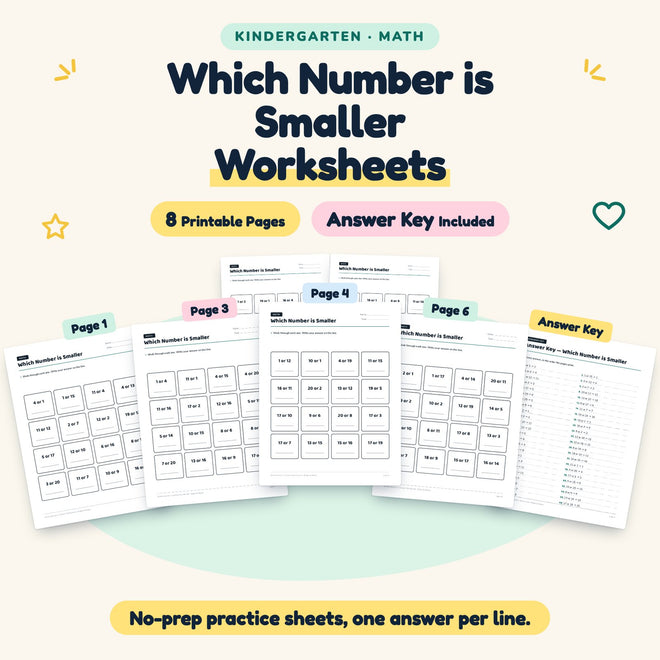 8 Which Number is Smaller Worksheets — cover