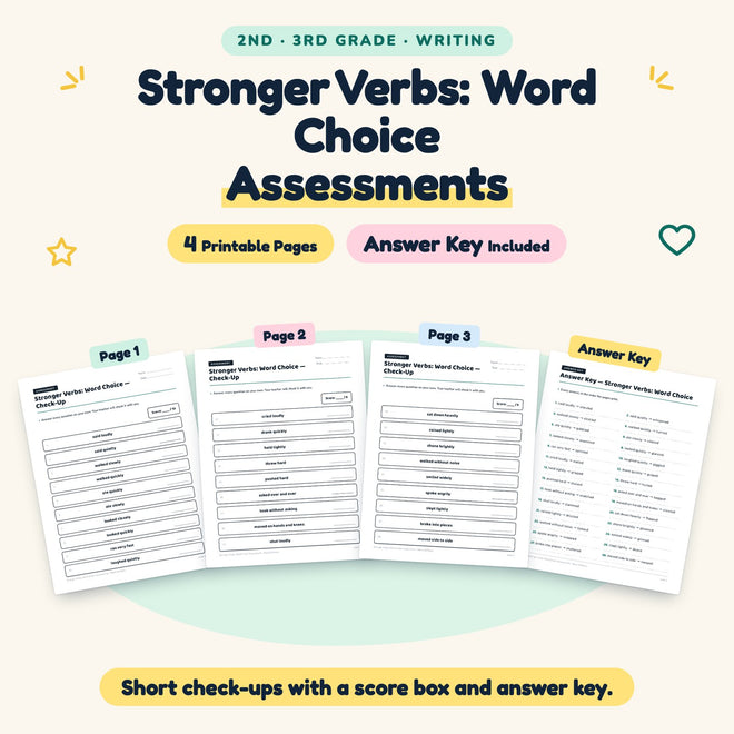 4 Stronger Verbs: Word Choice Assessments — cover