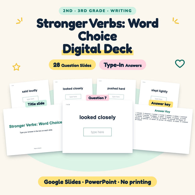 28 Question Stronger Verbs: Word Choice Digital Deck — cover