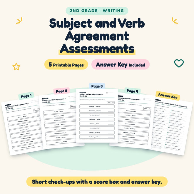 5 Subject and Verb Agreement Assessments — cover