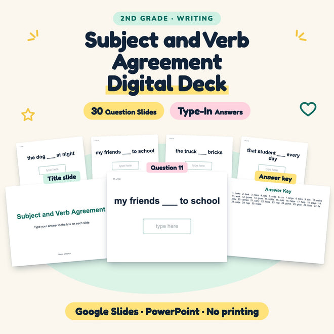 30 Question Subject and Verb Agreement Digital Deck — cover