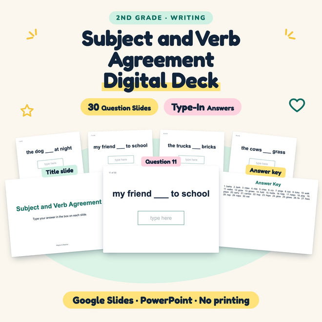 Subject and Verb Agreement Digital Activity | 2nd Grade — cover