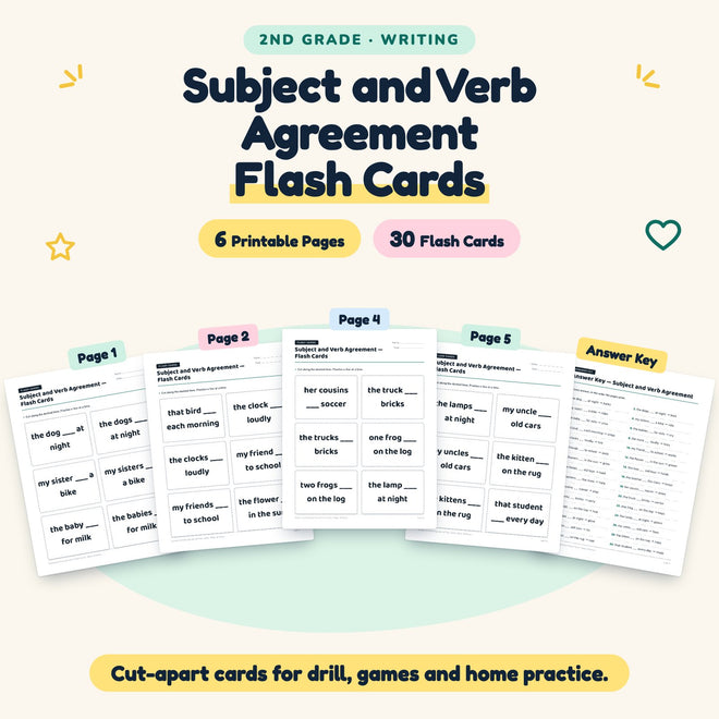 30 Subject and Verb Agreement Flash Cards — cover